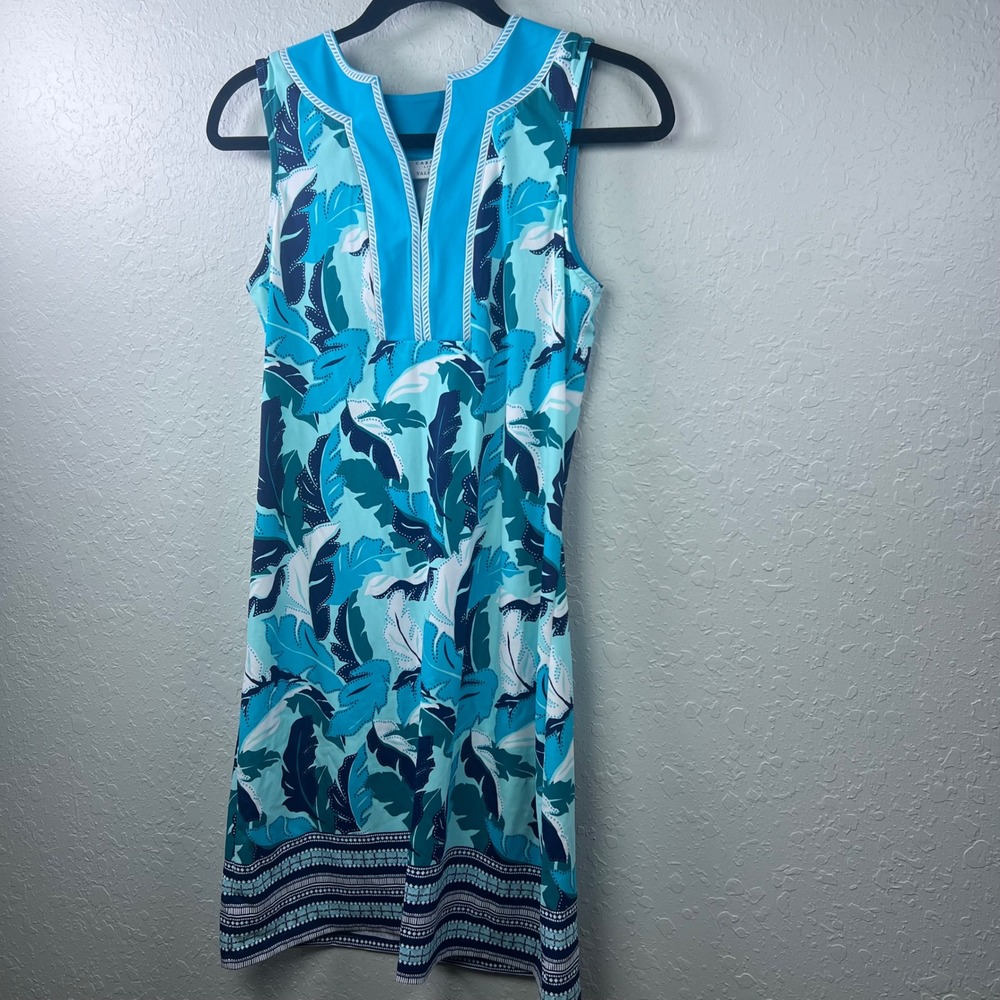 Cabana Life x Talbots Shift Dress Resort Tropical Leaf Blue S Coastal Tunic